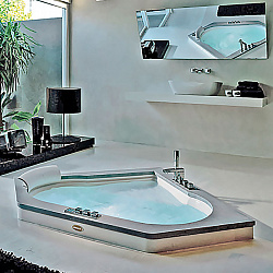 Jacuzzi Aura Corner 140 Ванна 144x144x60см, гидромассажная, встраиваемая, смеситель Aura, Топ - белый карарский мрамор