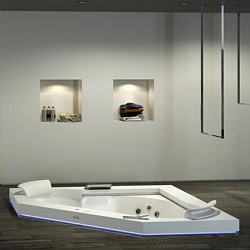 Jacuzzi Aura Corner 160 CORIAN Ванна 160x160x60 см гидромассажная R+C встраиваемая, смеситель Aura, цвет: белый