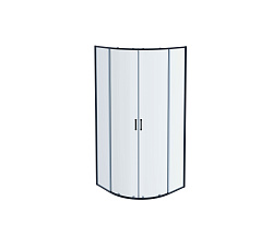AQ ARI RO 08020BL Душевой уголок 1/4 круга, двери раздвижные 800x800x2000, профиль черный, стекло прозрачное