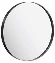 Зеркало в металлической раме, цвет черный, диаметр 60 см