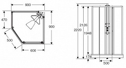 Задняя панель IDO Showerama 8-5 90x90 тонир. стекло, серебр. профиль