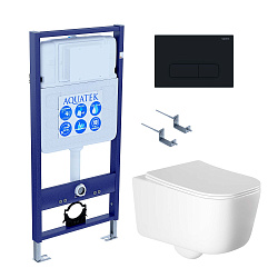 SET AQUATEK ЛУГАНО-017 4в1 (рама AQUATEK Standard INS-0000012+ кркпеж KKI-0000002+клавиша KDI-0000017+унитаз ЛУГАНО AQ2002-00 с тонким сиденьем soft-close)