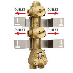 Bossini Встр. часть термостата  2 дивиатора на 2 выхода, (4 выхода) высокой пропускной способности на ¾”, уст-ка верт/гор.2255