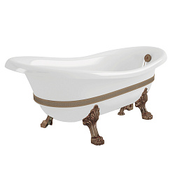 Ванна Migliore BELLA DECOR 170x81x74 см на лапах, «LEONE» STANDART, белая, слив/перелив бронза