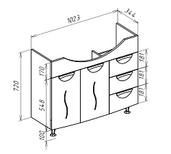 Глория-105 тумба с 3 ящ. с б/к белая (СТИЛЬ)
