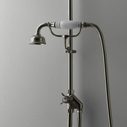 Devon Ручной душ с переключателем и держателем, для термостата MARM74 и душа на стойке MARK3182, с ручкой белой, цвет: никель блестящий2084