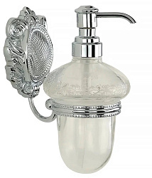 CLEOPATRA Дозатор жидкого мыла настенный, стекло прозрачное с матовым декором/хром