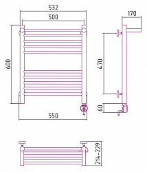 Полотенцесушитель электрический Сунержа Богема 00-0507-6050 60x50 с полкой R