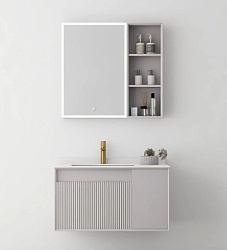 Тумба под раковину Arrow 100 для ванной комнаты, тауп (большой выдвижной шкаф и одна распашная дверь) 28101101000698/1 (AUDD10G4008-C)