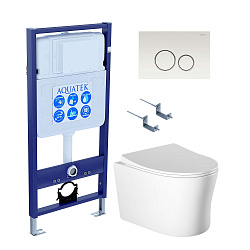 SET AQUATEK НИКА-015 4в1 (рама AQUATEK Standard INS-0000012+крепеж KKI-0000002+клавиша KDI-0000015+унитаз НИКА AQ2009-00 с тонким сиденьем soft-close)
