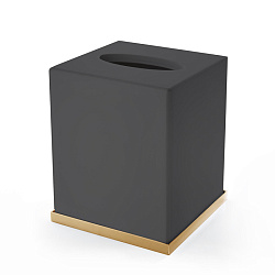 3SC Mood Deluxe Black Контейнер для бумажных салфеток, 12х12х14 см, квадратный, настольный, цвет: чёрный матовый/золото 24к. (ПО ЗАПРОСУ)2204