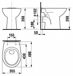 Чаша для унитаза приставного Jika Zeta 2239.6