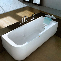 Jacuzzi Aquasoul Lounge Ванна пристенная, 180x80x57 см гидромассажная AQS + R + C пристенная Sx, панель, слив-перелив цвет: белый-хром