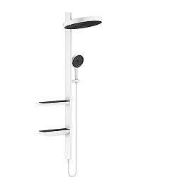 HG Showerpipe Душевая система 1jet (верхний душ, штанга, ручной душ, полочки), цвет: белый матовый1954