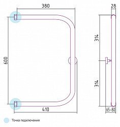 Полотенцесушитель водяной Сунержа П-образный 60x40