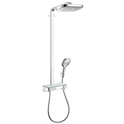 HG Raindance Select E Душевая система Showerpipe: верх.душ 300 3jet, ручн.душ, шланг, термостат с полочкой, цвет: хром1981