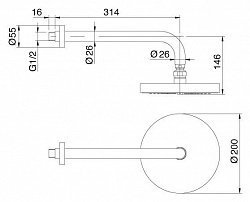 Верхний душ Treemme Vela 3M479.CR