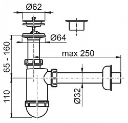 Сифон для раковины AlcaPlast A410