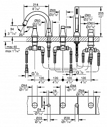 Смеситель Grohe Grandera 19919000 на борт ванны