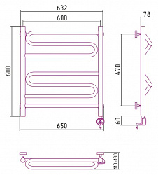 Полотенцесушитель электрический Сунержа Элегия 60x60 R