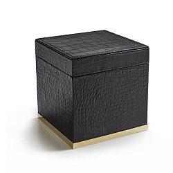3SC COCCO Коробка с крышкой 14х14хh14см, отделка: черная кожа,цвет: золото 24к. Lucido2194