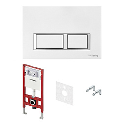 TECEspring комплект 4 в 1 Застенный модуль,панель смыва с прямоугольными кнопками, белый глянцевый2183