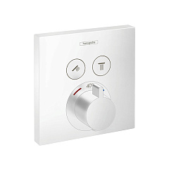 HG ShowerSelect  Встраиваемый термостат для душа, 2 источника с кнопками вкл/выкл (внешняя часть), цвет: белый матовый1989