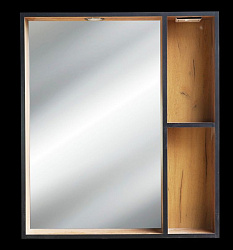 Бруно-70 зеркало с открытыми полками (свет.) (ЛДСП)