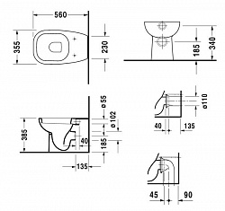 Чаша для унитаза приставного Duravit D-Code 21150900002