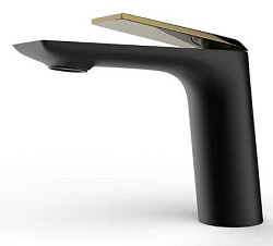 Смеситель для раковины ARROW AMP1145H, черный матовый, золотая ручка