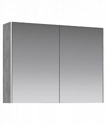 Зеркальный шкаф 80 см с двумя дверьми на петлях с доводчиком. Цвет бетон светлый