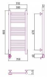 Полотенцесушитель электрический Сунержа Богема 00-0504-8030 80x30 L
