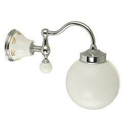 PROVANCE Светильник настенный, плафон шар стекло матовое/керамика с декором/хром