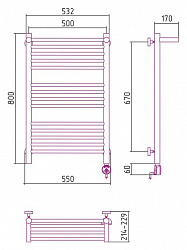 Полотенцесушитель электрический Сунержа Богема 00-0507-8050 80x50 с полкой R