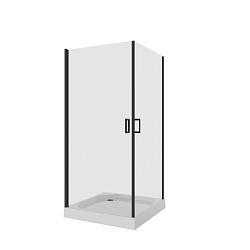 Душ. ограждение NG-6803-08 BLACK (90*90*190) квадрат, двери распашные, 