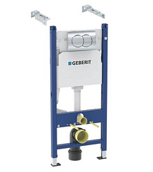 Инсталляция для подвесного унитаза Geberit Duofix, 112 см, со смывным бачком скрытого монтажа Delta 12 см, смывная клавиша Delta01, round 458.149.21.2