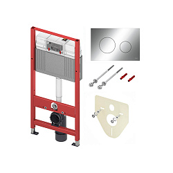 TECE комплект (4в1): инсталляция TECEBase, шпильки к стене, звукоизоляция 9200010 и клавиша 9240921 TECEloop хром глянцевый2171