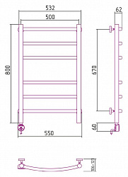 Полотенцесушитель электрический Сунержа Галант 80x60 L