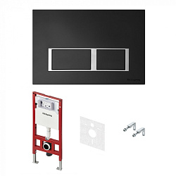 TECEspring комплект 4 в 1 Застенный модуль,панель смыва с прямоугольными кнопками, черный матовый2183