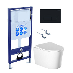 SET AQUATEK НИКА-017 4в1 (рама AQUATEK Standard INS-0000012+крепеж KKI-0000002+клавиша KDI-0000017+унитаз НИКА AQ2009-00 с тонким сиденьем soft-close)