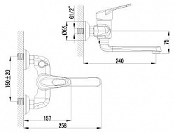 Смеситель Lemark Luna LM4114C для ванны с душем