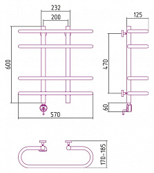 Полотенцесушитель электрический Сунержа Фурор 60x60 L