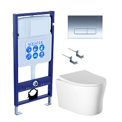 SET AQUATEK НИКА-016 4в1 (рама AQUATEK Standard INS-0000012+крепеж KKI-0000002+клавиша KDI-0000016+унитаз НИКА AQ2009-00 с тонким сиденьем soft-close)