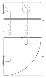 Полка Ellux Elegance ELE 053 2-х ярусная угловая, 30 см