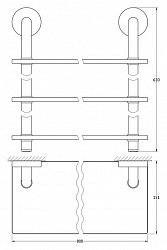 Полка Ellux Elegance ELE 045 3-х ярусная, 80 см