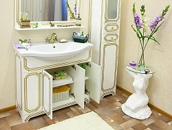 Мебель для ванной Sanflor Каир 100 белая, золотая патина
