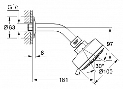 Верхний душ Grohe New Tempesta Cosmopolitan 100 27869000