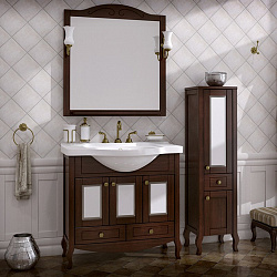 Набор мебели для ванной комнаты «Флоренция-85 витраж» (массив ясеня)