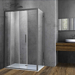 Душевой уголок Софт (Soft) VSR-3SO8012CLGM, 1200*800, вороненая сталь, стекло прозрачное