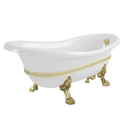 Ванна Migliore BELLA DECOR 170x81x74 см на лапах «LEONE» STANDART, белая, слив/перелив золото